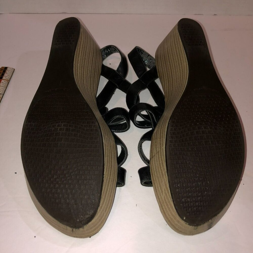 Stuart Weitzman Womens Size 9 M Black Open Toe Strappy Platform Wedge Sandals - Picture 10 of 10